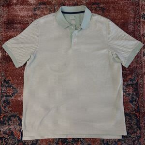 Men’s Croft & Barrow Easy Care Polo Shirt Green White Striped Preppy Golf XL